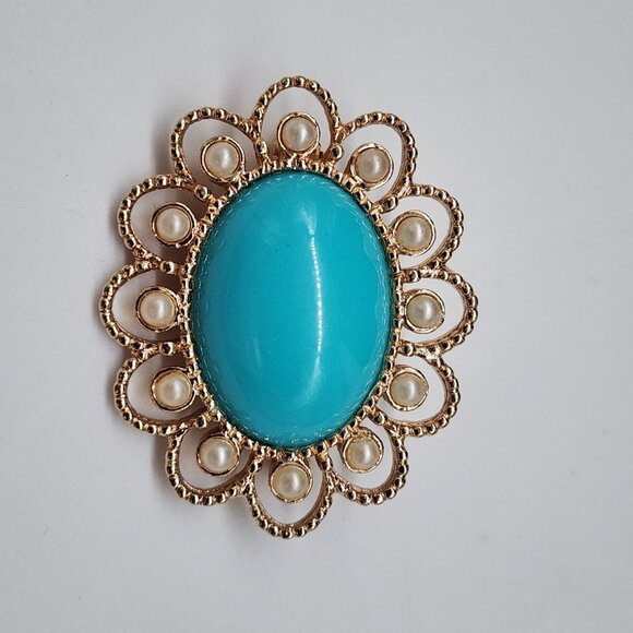 Sarah Coventry Westminster Brooch & Oval Blue Cabochon Brooch Lot of 2 Vintage - Picture 10 of 10